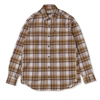 TSラフチェックシャツ(Men's)(ブラウン-S)