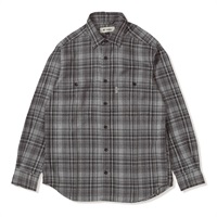 TSメランジチェックシャツ(Men's)(グレー-S)