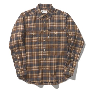 TSジッパーシャツ (Men's)(ブラウン-S)