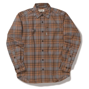 TSラフチェックシャツ(Men's)(ブラウン-S)