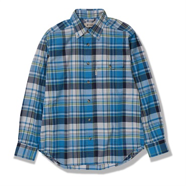 Cシールドフレッシュチェックシャツ (Men's)(ブルー-S)