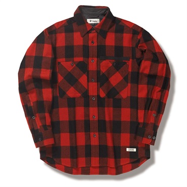 ウォッシャブルウールバッファローチェックシャツ(Men's)(レッド-M)