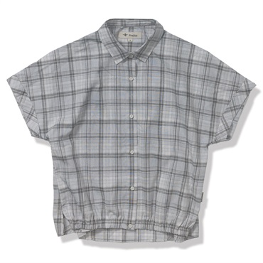 TSリネンチェックシャツS/S (Women's)(ライトグレー-S)